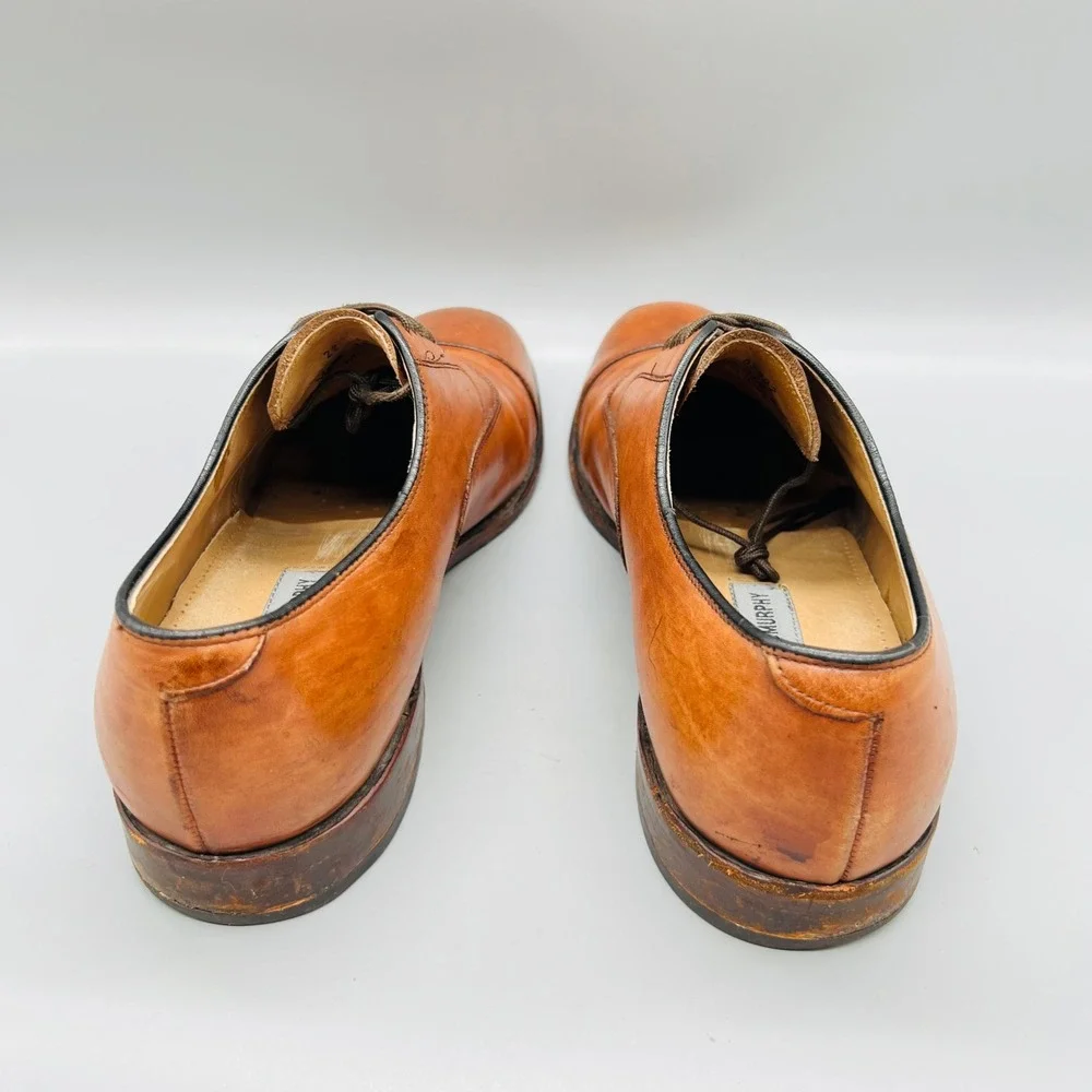 Johnston & Murphy Shoes Mens 10 Brown Leather Cap Toe Lace Up Dress Classic